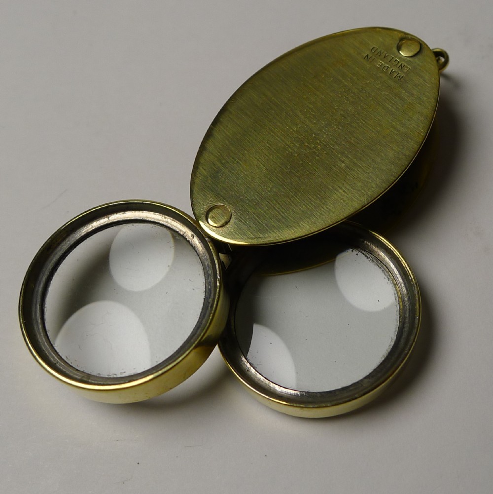 Antique Brass Double Lens Magnifying Glass c.1920