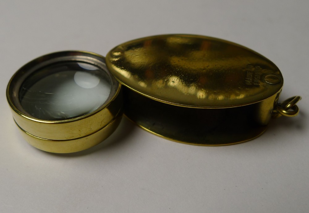 Antique Brass Double Lens Magnifying Glass c.1920 View VI