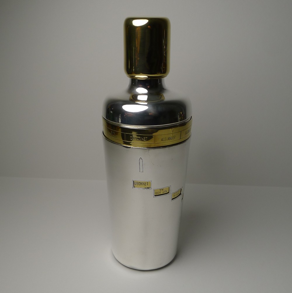 Vintage Italian Silver & Gold Plated Recipe / Menu Cocktail Shaker