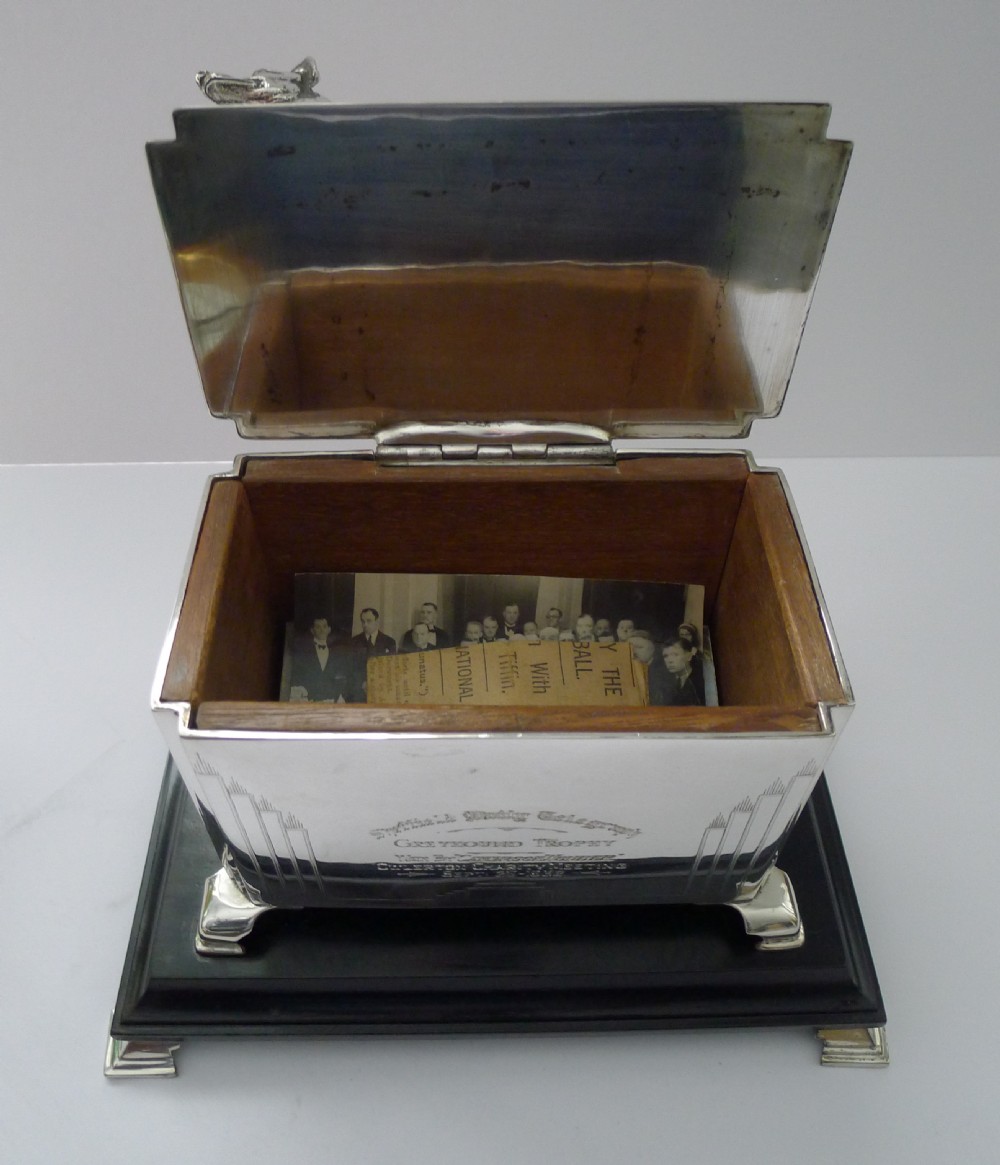 Handsome Art Deco Greyhound Racing Trophy Box - 1932 View X