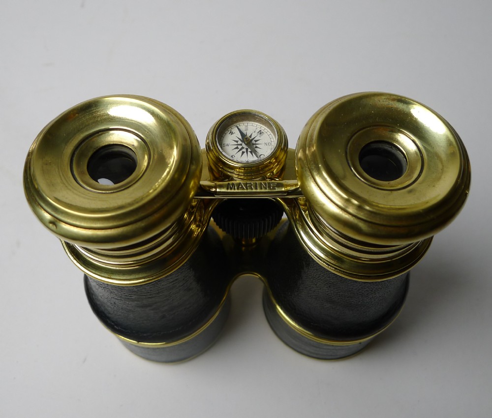 Rare Antique Triple Lens Binoculars With Compass View VIII