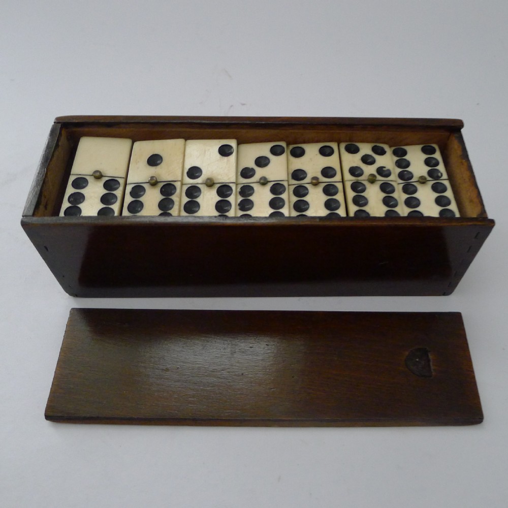 Antique English Ebony and Bone Dominoes c.1910 View V