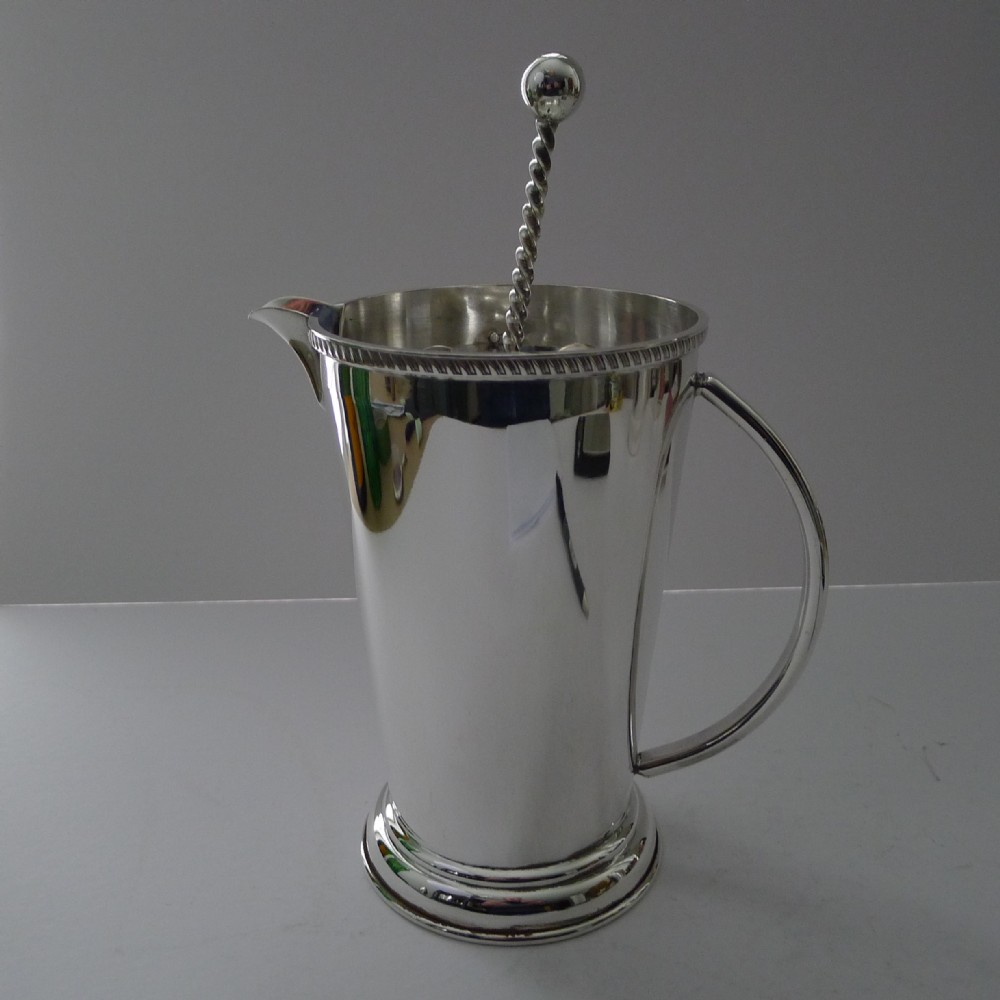 Art Deco Silver Plated Cocktail / Martini Jug and Spoon c.1940