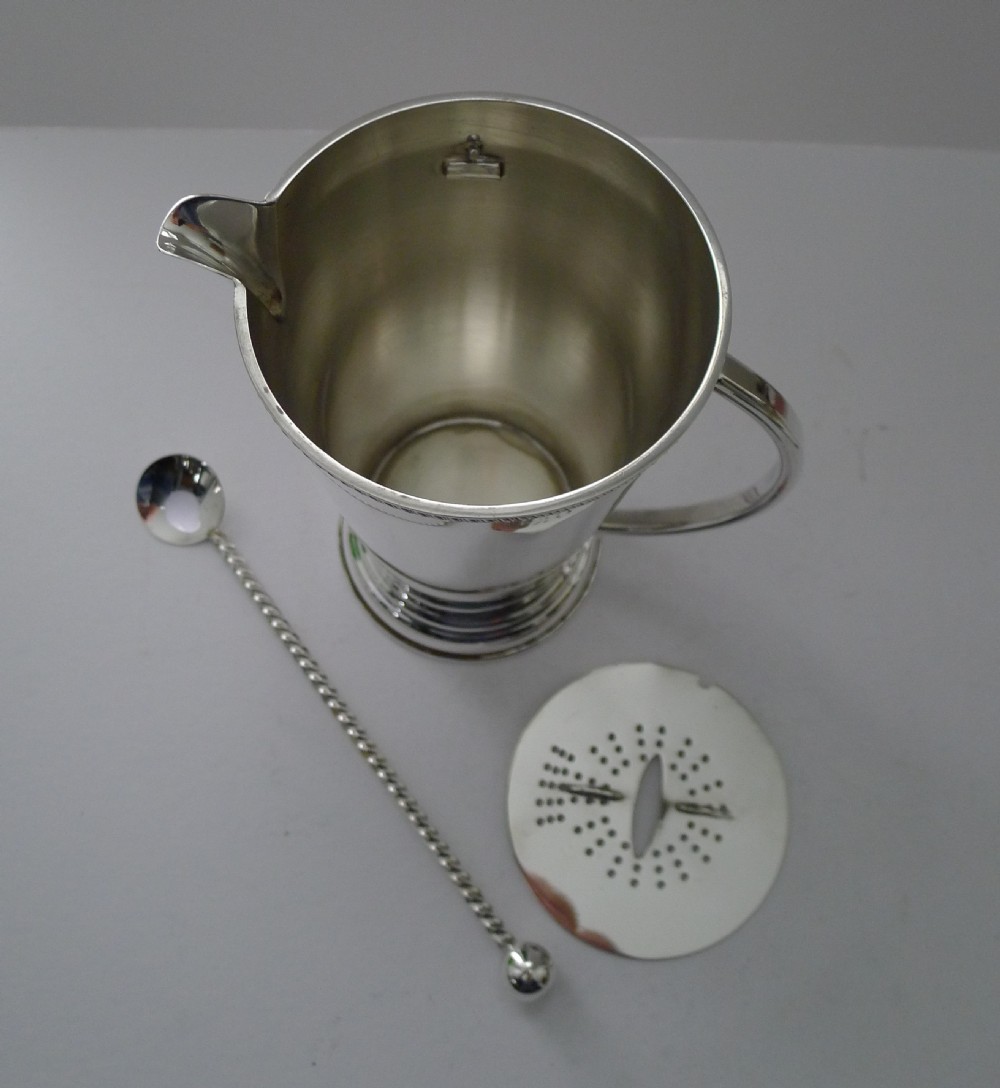 Art Deco Silver Plated Cocktail / Martini Jug and Spoon c.1940 View VI