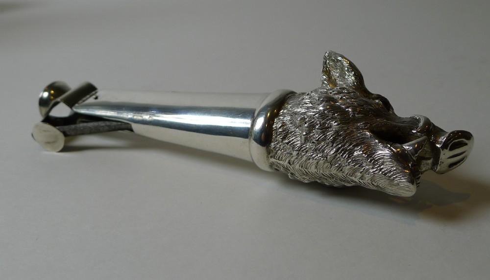 Rare Antique Novelty Sterling Silver Cigar Cutter - 1899 View VI