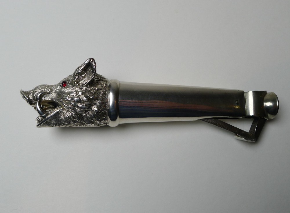Rare Antique Novelty Sterling Silver Cigar Cutter - 1899 View VII