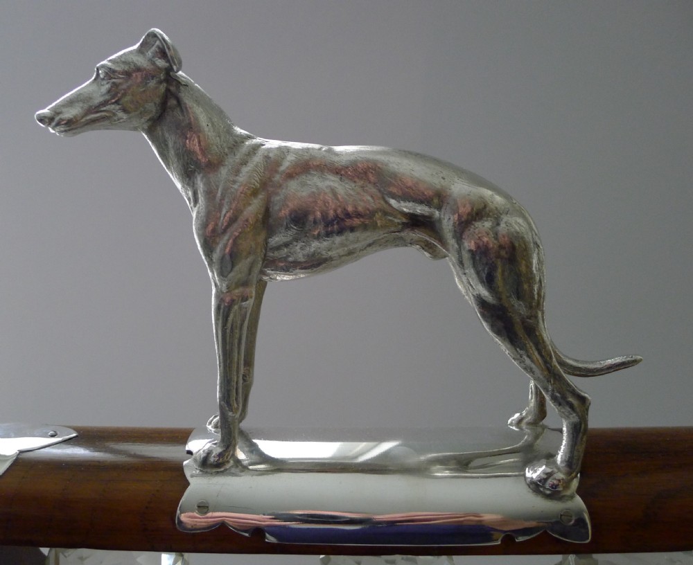 Rare Antique Tantalus - Greyhound / Dog Handle c.1900 View III