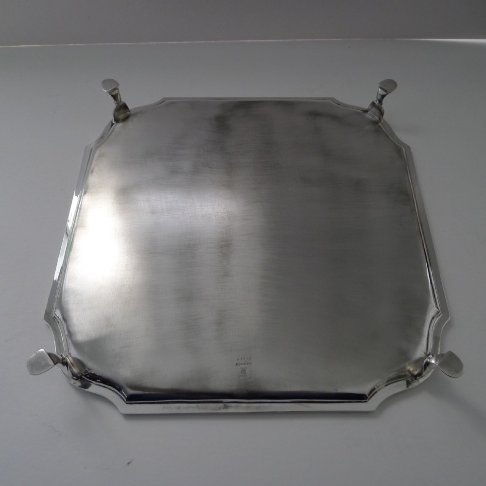 Grand Large Victorian Square Footed Salver / Tray c.1860 View III