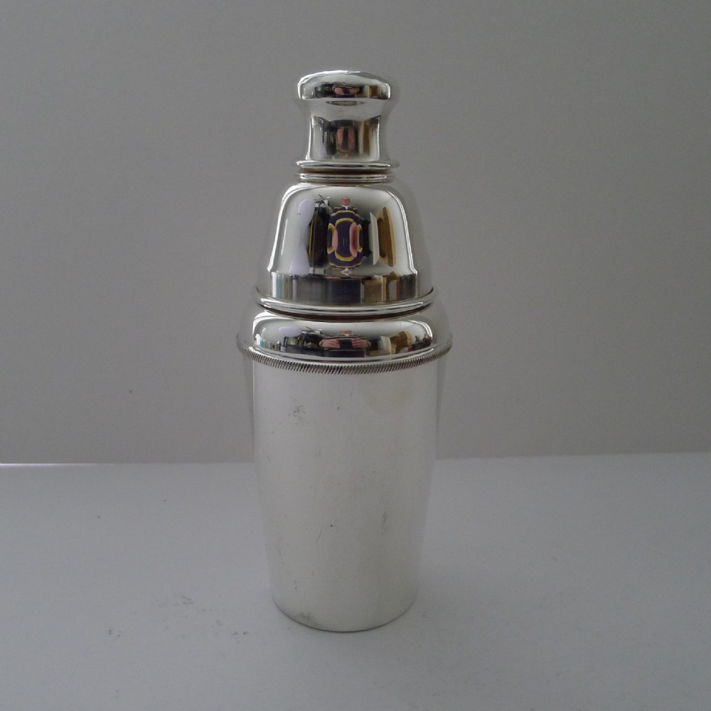 English Art Deco Silver Plated Cocktail Shaker by Barker Ellis c.1940