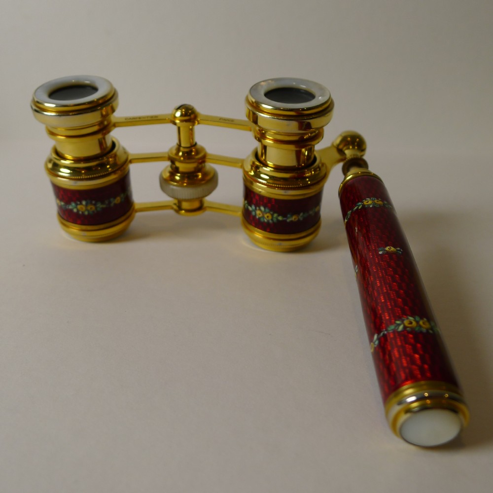 Stunning Hand-Painted Guilloche Enamel Opera Glasses c.1920