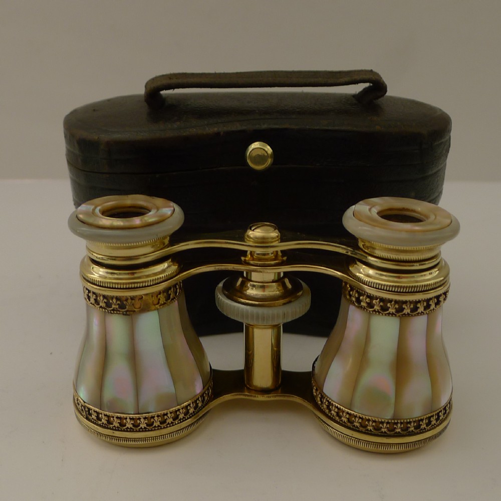 Fine Pair Cased French Mother of Pearl Opera Glasses