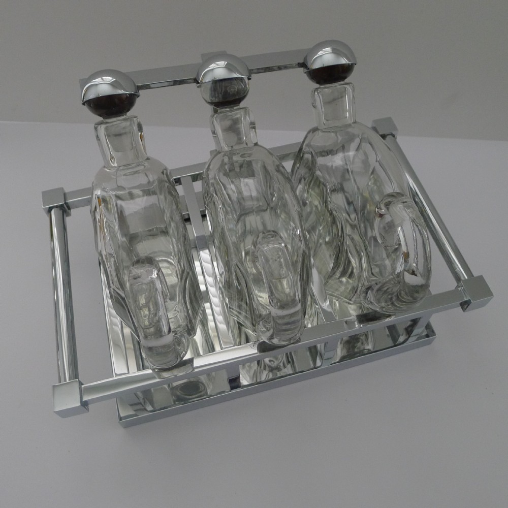 Jacques Adnet Modernist Tantalus - Baccarat Decanters c.1930 View VI