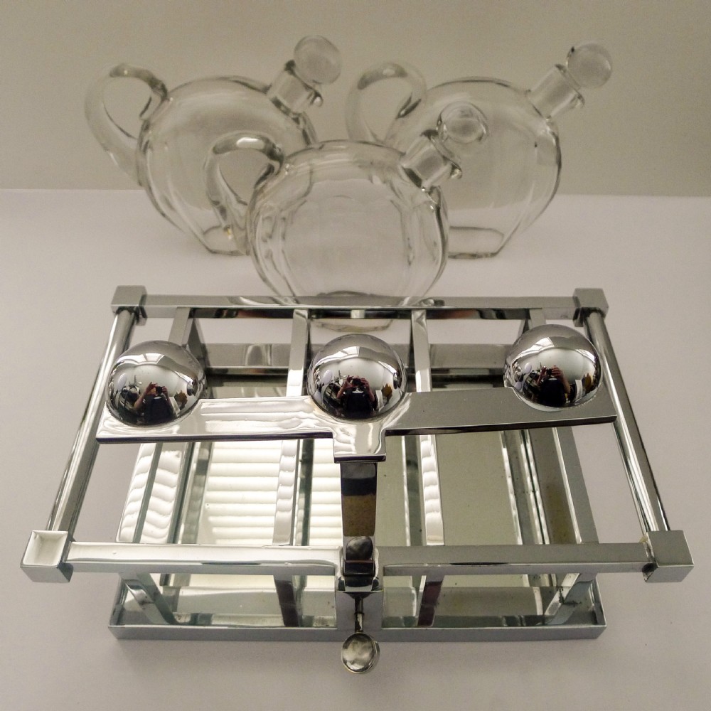 Jacques Adnet Modernist Tantalus - Baccarat Decanters c.1930 View XIII