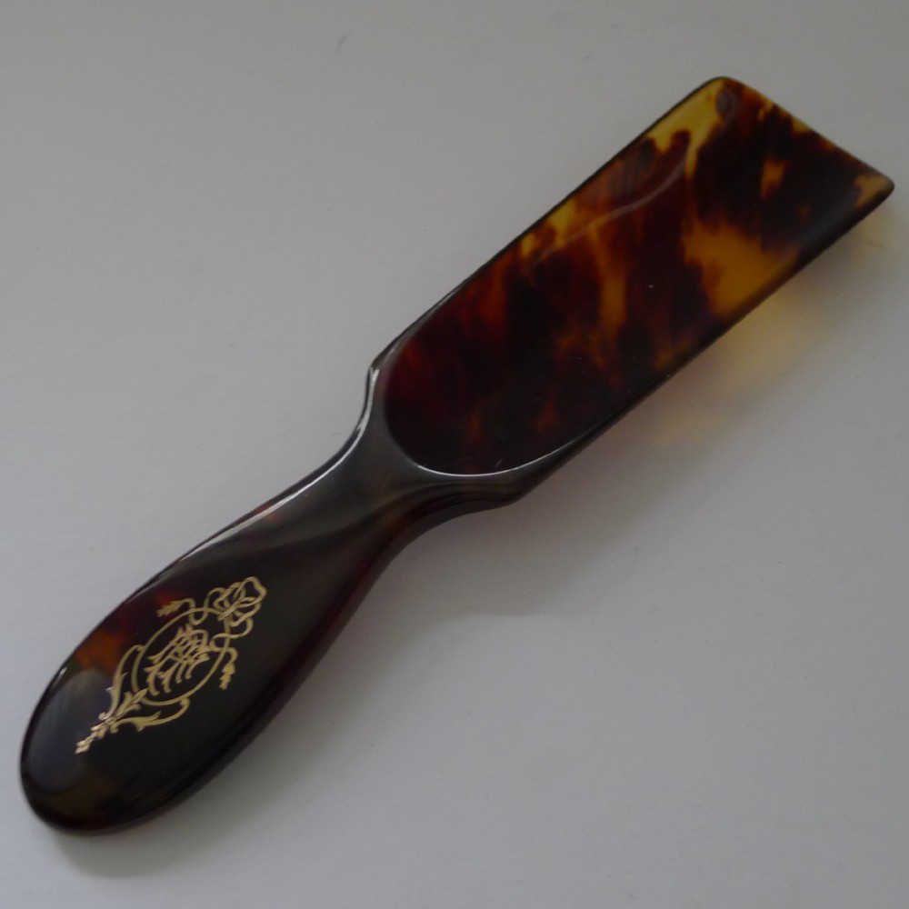Gold Inlaid Tortoiseshell Shoe Horn c.1900
