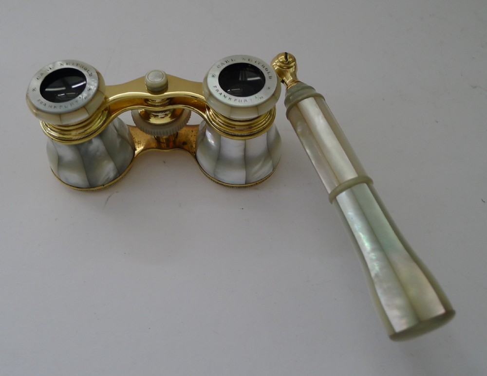 Fabulous Pair Antique French Mother of Pearl Opera Glasses c.1910 - Lorgnette Handle