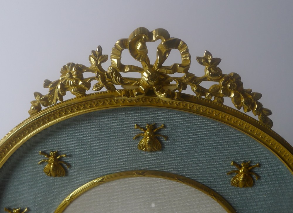 Antique French Gilded Bronze Photograph / Picture Frame - Napoleonic Bees View IV