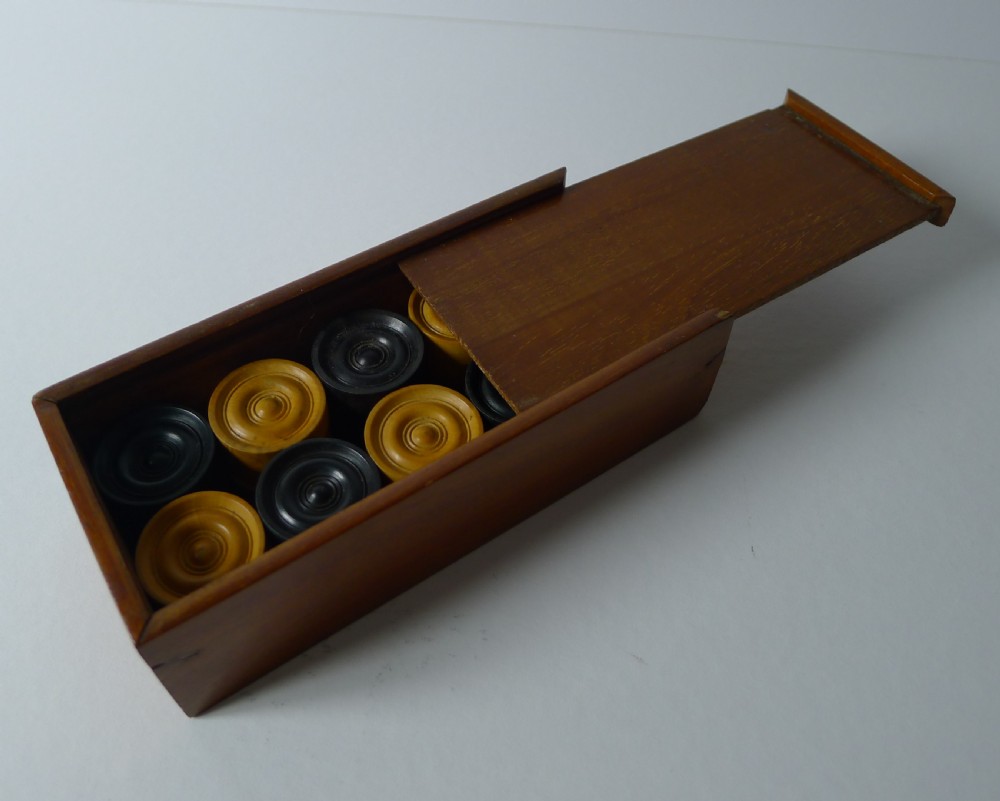 Small Set Antique Draughts / Checkers / Backgammon Counters View II