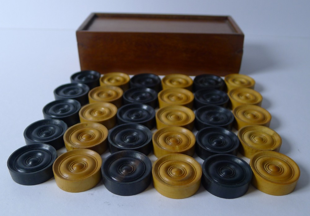 Small Set Antique Draughts / Checkers / Backgammon Counters View VII