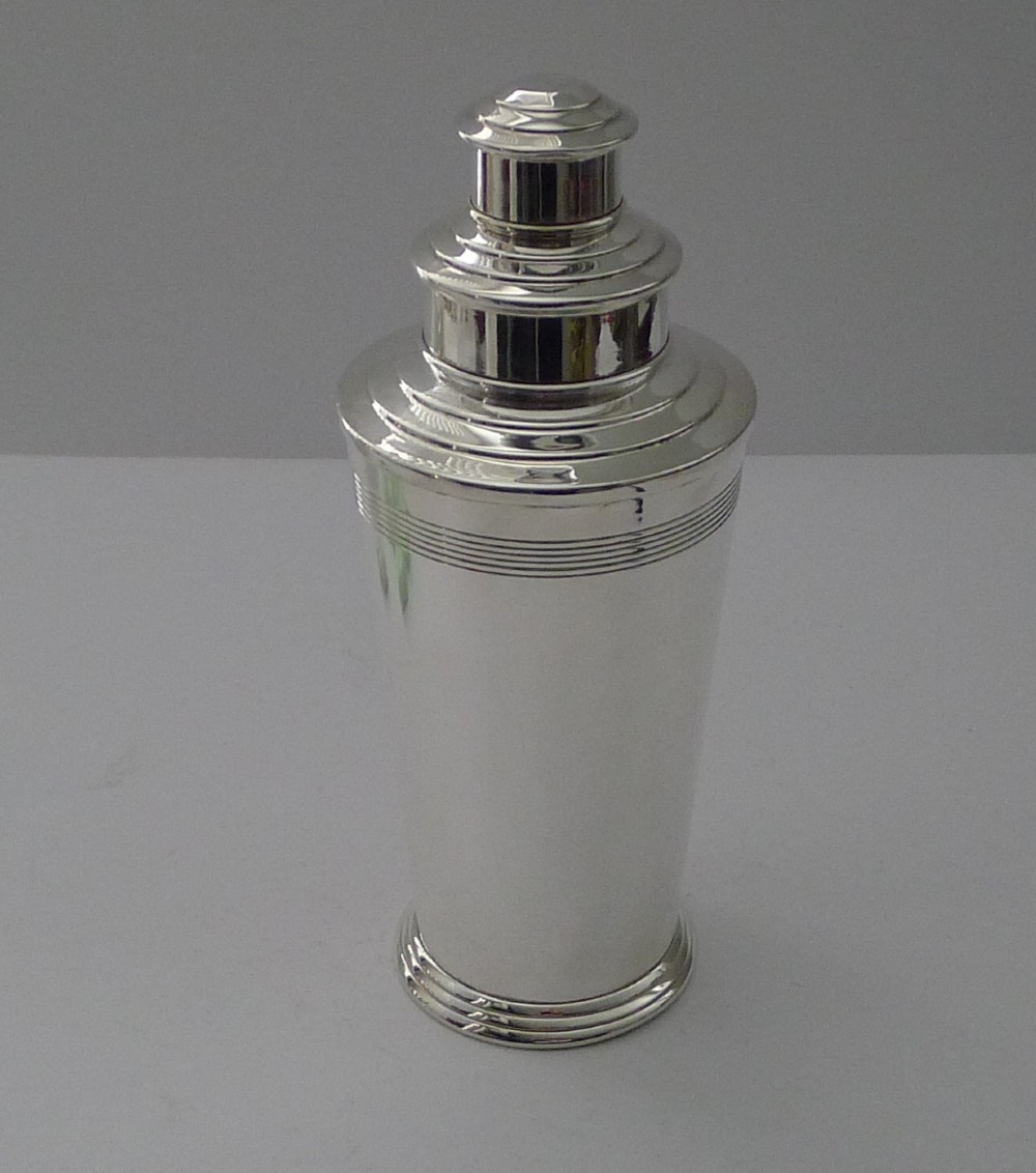 Iconic English Art Deco Cocktail Shaker by Barker Brothers