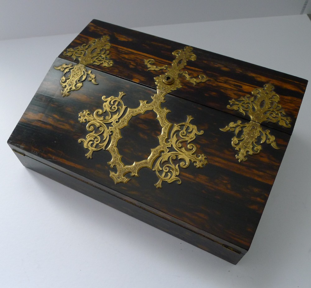 Fine Antique English Gilded Bronze Mounted Coromandel Lap Desk