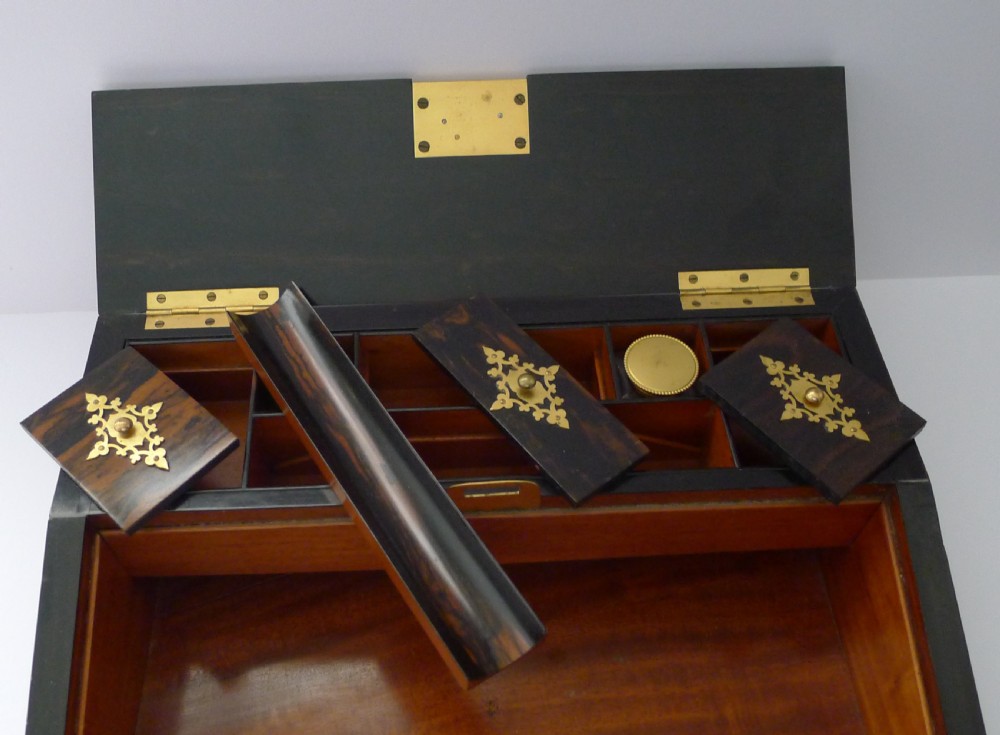 Fine Antique English Gilded Bronze Mounted Coromandel Lap Desk View X