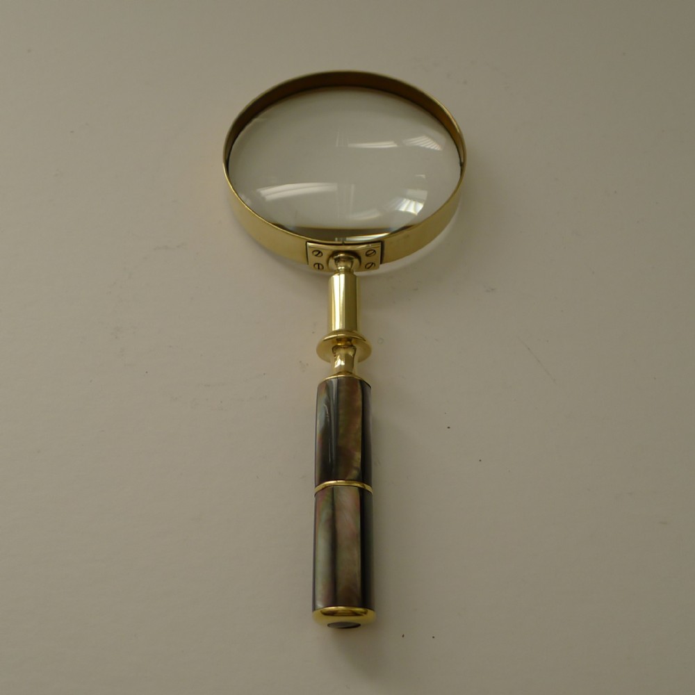 Rare Antique Abalone Shell Handled Magnifying Glass c.1900