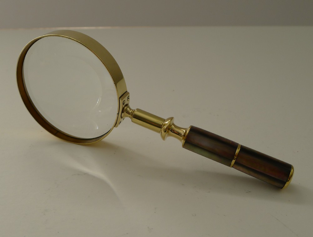 Rare Antique Abalone Shell Handled Magnifying Glass c.1900 View VII