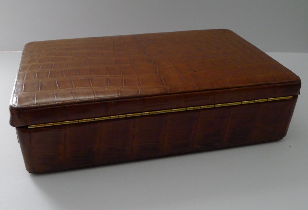 Superb Antique English Crocodile Jewellery Box by Mappin & Webb View IV