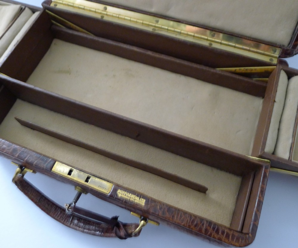 Superb Antique English Crocodile Jewellery Box by Mappin & Webb View IX