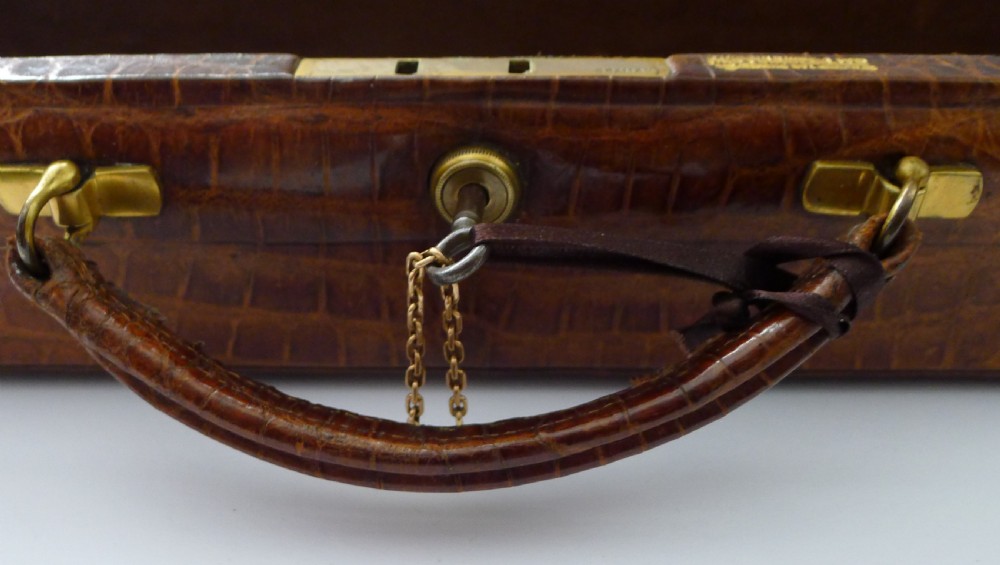 Superb Antique English Crocodile Jewellery Box by Mappin & Webb View XII
