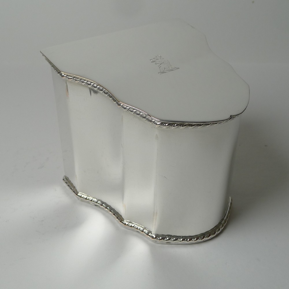 Antique English Silver Plated Tea Caddy - Knife Box Shape
