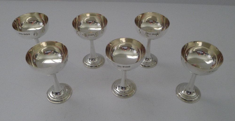  Cased Set of 6 Silver Liqueur 'Champagne Coupes’, James Dixon & Sons, Sheffield 1910 View VII