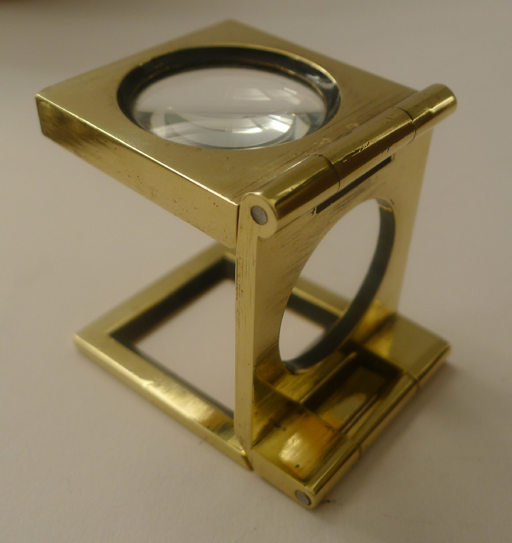 Antique English Folding Brass Linen Thread Counter - Magnifying Glass