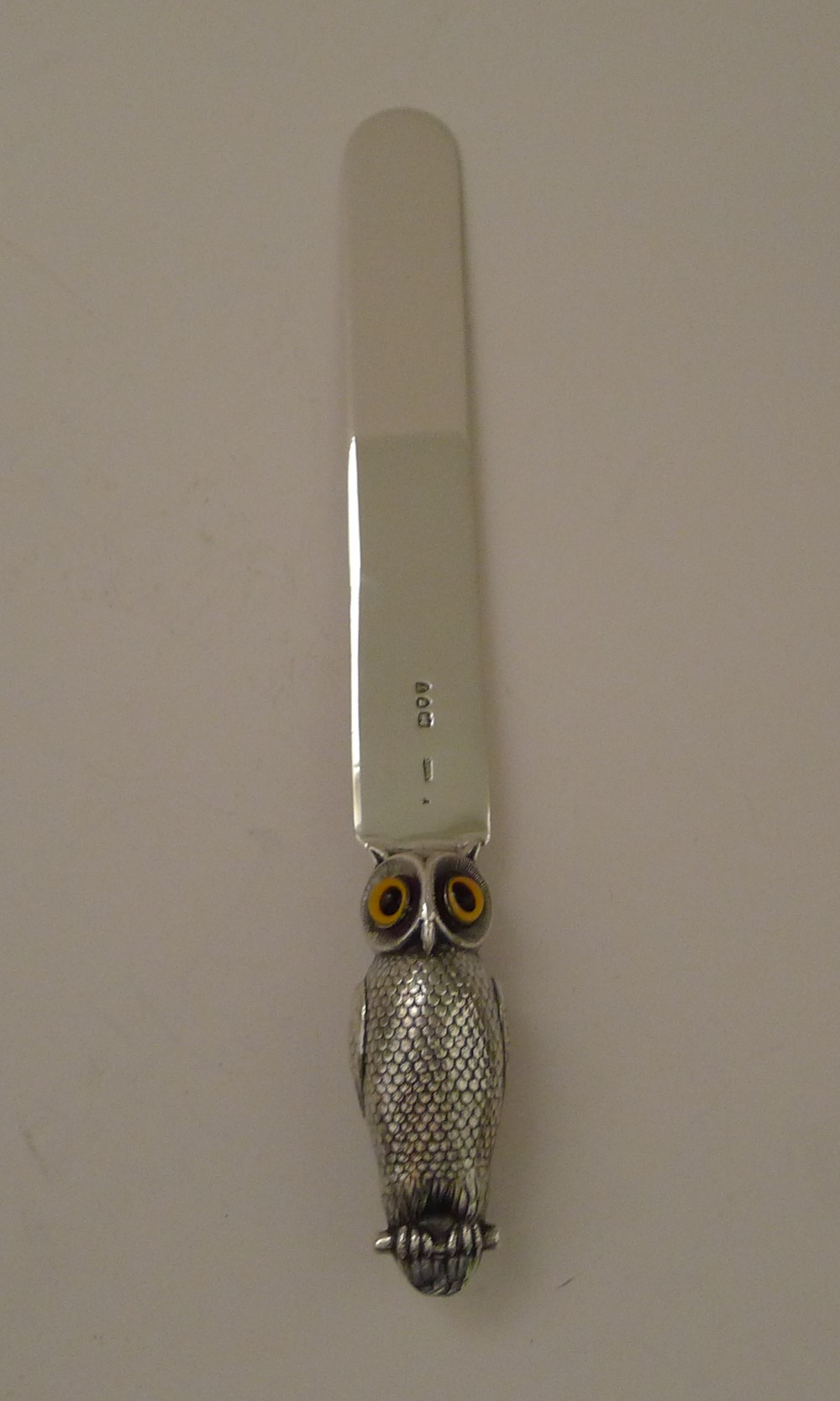Rare Antique Sampson Mordan Silver Owl Paper Knife