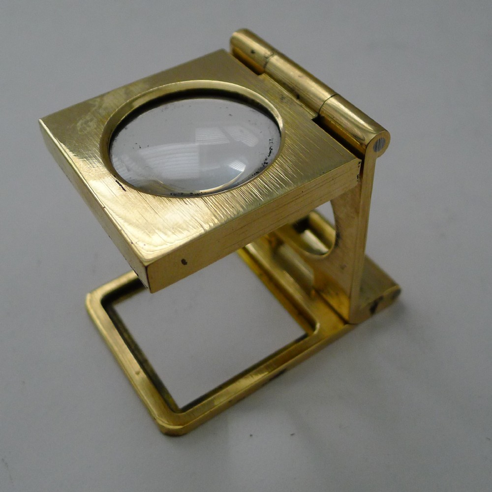 Antique English Folding Brass Linen Thread Counter - Magnifying Glass