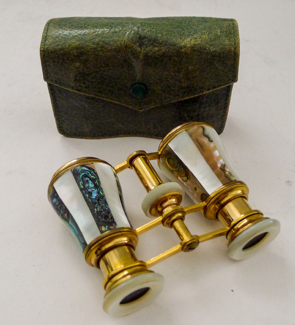 Fine Pair French Abalone & Mother of Pearl Opera Glasses