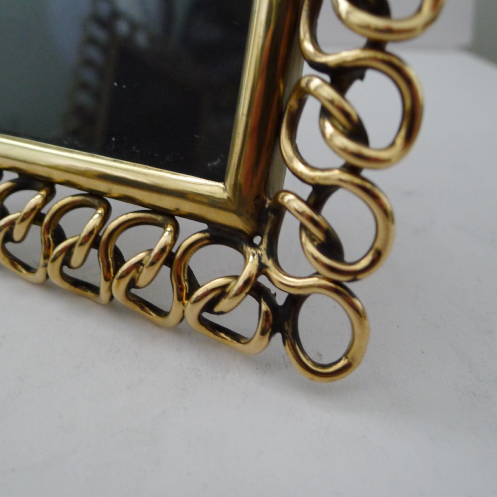 Stunning Antique English Brass Ring Picture Frame c.1890 View IV
