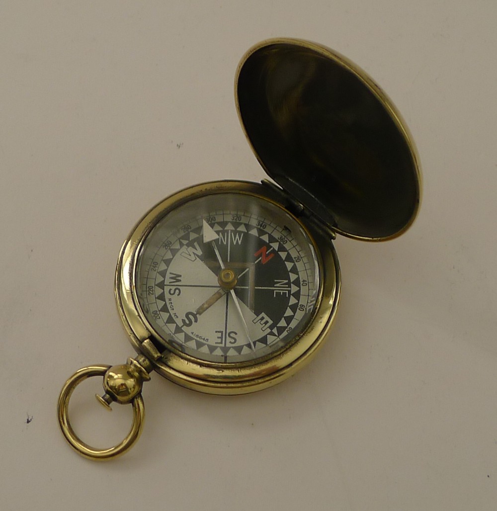 Antique English Brass Cased Compass Reg. No. For 1903