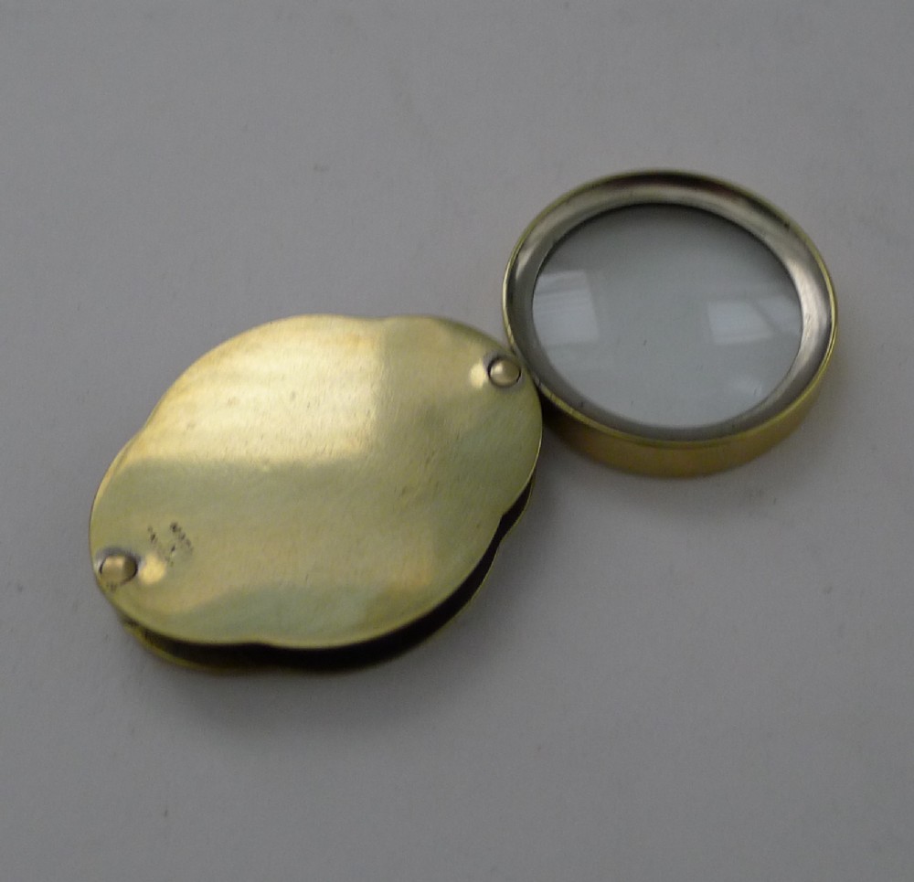 Antique English Brass Cased Folding Magnifying Glass c.1920