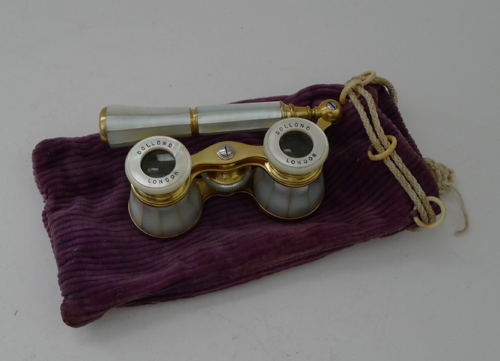 Antique French Mother of Pearl Opera Glasses for Dolland, London