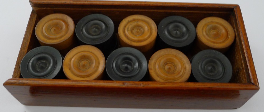 Small Set Antique Draughts / Checkers / Backgammon Counters View VI