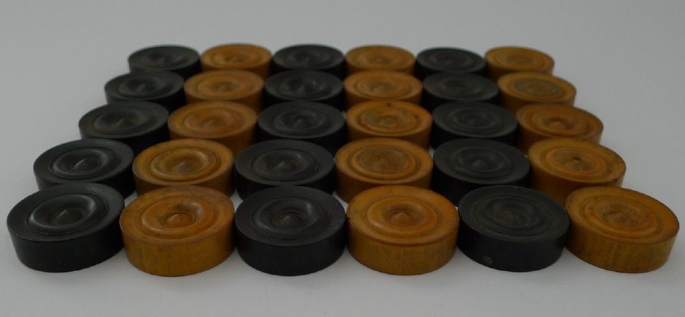 Small Set Antique Draughts / Checkers / Backgammon Counters View VII