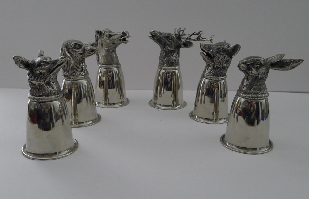 Gucci, Italy - Rare Set Six Figural Stirrup Cups c.1960 - Original Case View VII
