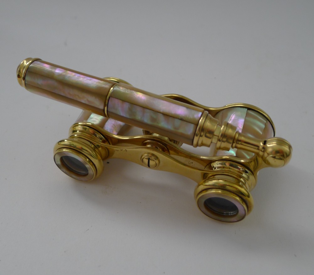 Fine Pair Asprey Mother of Pearl Opera Glasses c.1910 View V