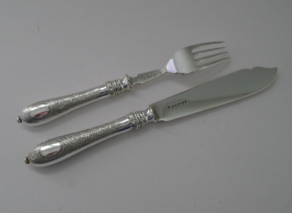 Set Twelve Silver Plated Fish Knives & Forks c.1900 View VII