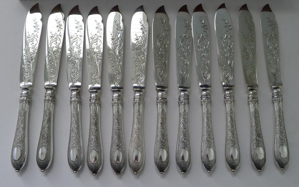 Set Twelve Silver Plated Fish Knives & Forks c.1900 View XI
