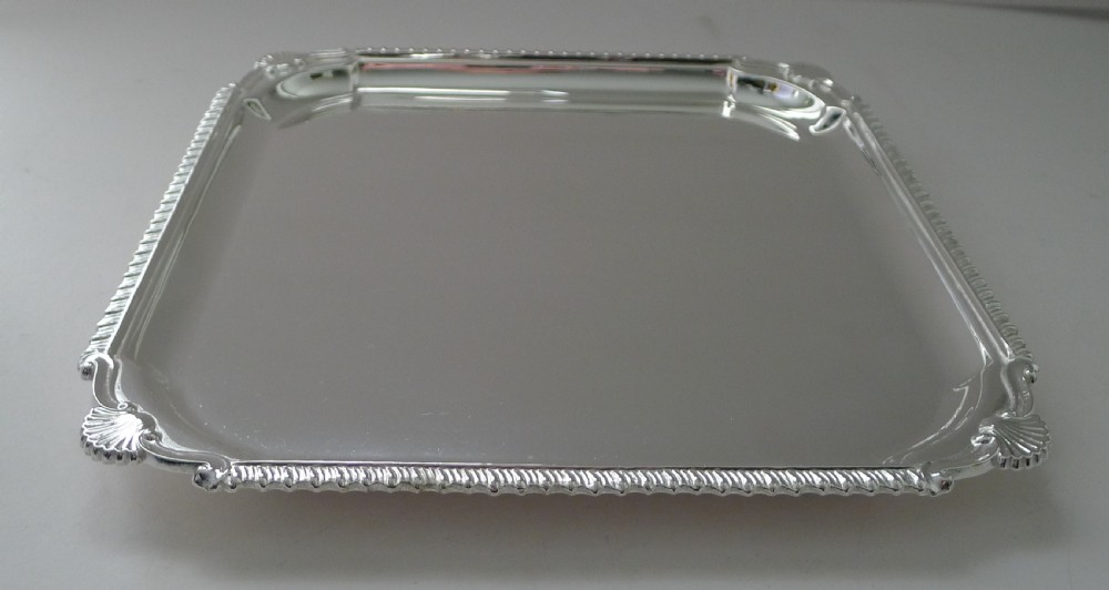 Square Art Deco Silver Plated Cocktail Tray - Shell Motifs c.1930 View V