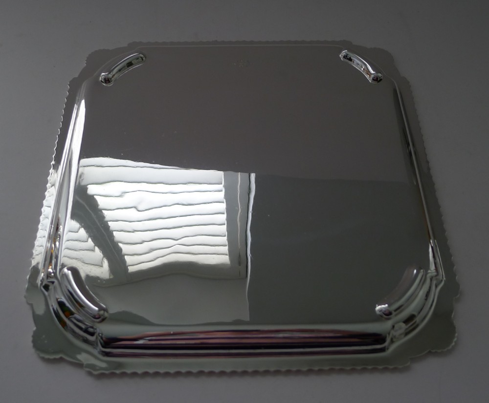 Square Art Deco Silver Plated Cocktail Tray - Shell Motifs c.1930 View VI
