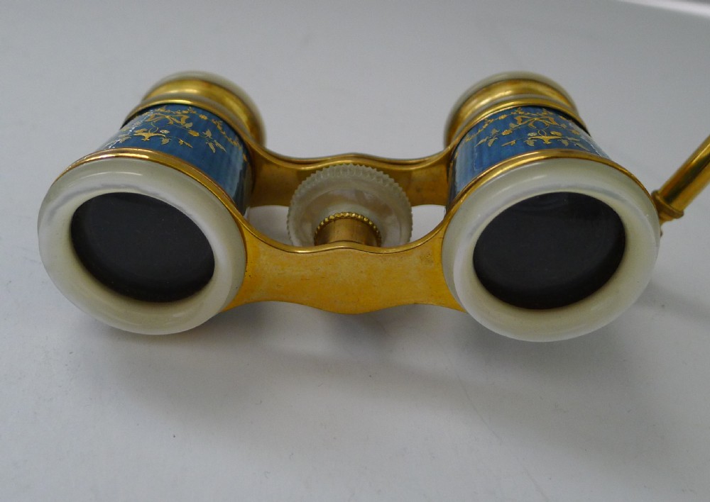 Exquisite Pair French Enamel Opera Glasses c.1920 View VII