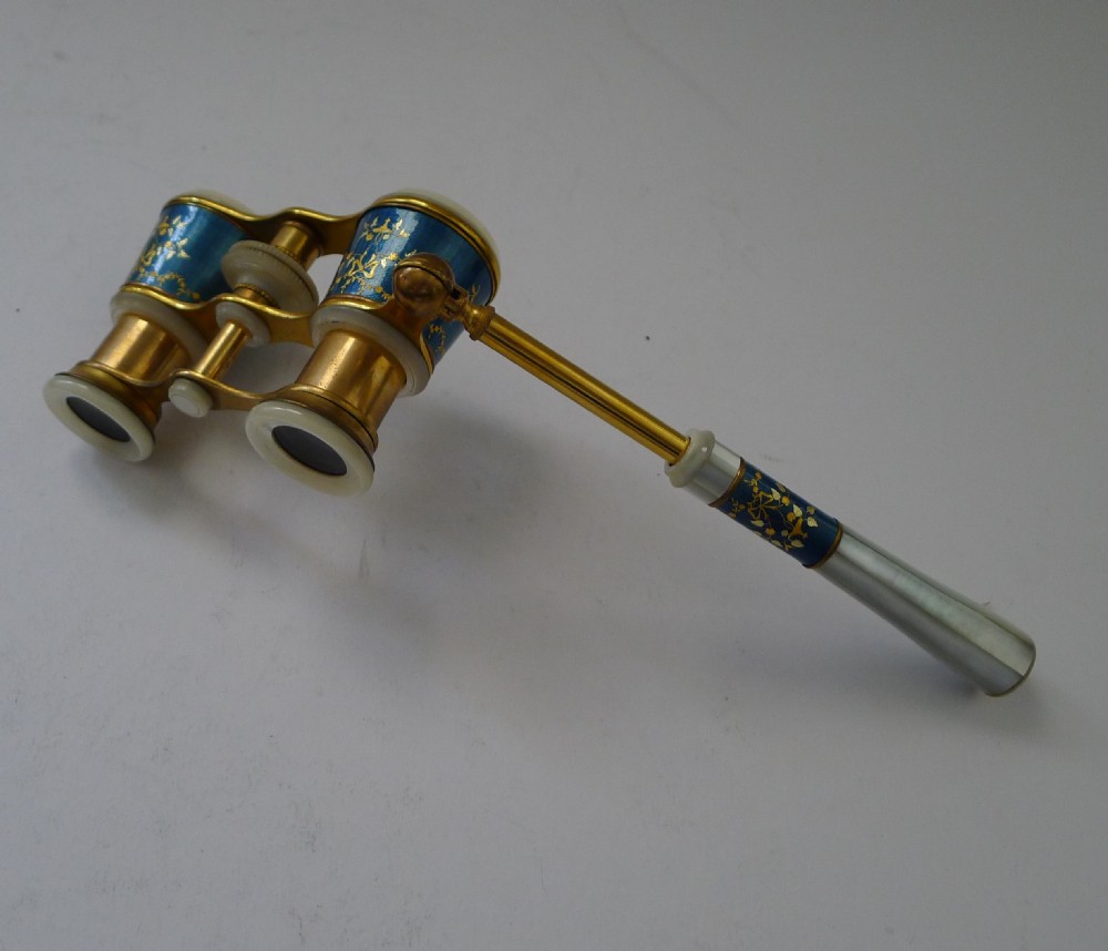 Exquisite Pair French Enamel Opera Glasses c.1920 View X